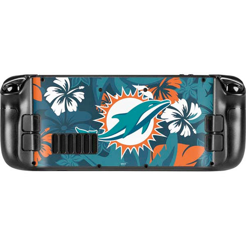 NFL Miami Dolphins Tropical Print Steam Deck Handheld Gaming Computer Skin